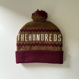 The Hundreds Vintage Ski Knit Cap Hat Beige Burgundy